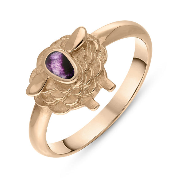 18ct Rose Gold Blue John Sheep Ring, R1245.
