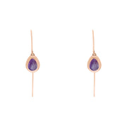 18ct Rose Gold Blue John Fleur De Lis Disc Drop Earrings