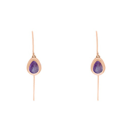 18ct Rose Gold Blue John Fleur De Lis Disc Drop Earrings