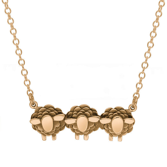 18ct Rose Gold Three Sheep Necklace, N1137.