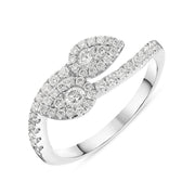 18ct White Gold 0.59ct Diamond Twist Leaf Ring PJW151