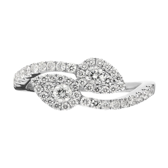18ct White Gold 0.59ct Diamond Twist Leaf Ring PJW151