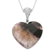 18ct White Gold Blue John 0.23ct Diamond Unique Heart Necklace PUNQ0001663