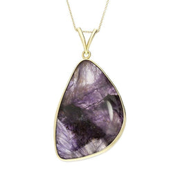 18ct Yellow Gold Blue John Large Abstract Oval Necklace PUNQ0005398