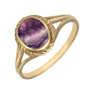 18ct Yellow Gold Blue John Rope Edge Ring