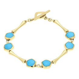 18ct Yellow Gold Turquoise Diamond  Hexagon Shaped Bracelet, B525.