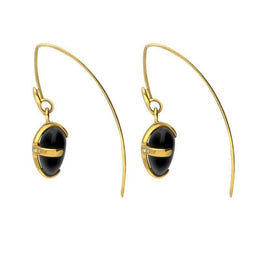 18ct Yellow Gold Whitby Jet Small Cross Heart Drop Earrings D