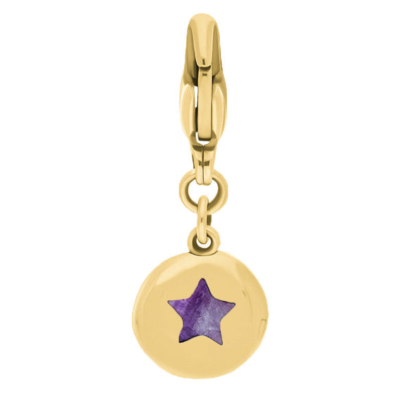 18ct Yellow Gold Blue John Round Shaped Star Clip Charm, G662.