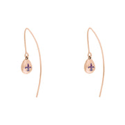 18ct Rose Gold Blue John Fleur De Lis Disc Drop Earrings, E1373.