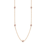 18ct Rose Gold Blue John Fleur De Lis Link Disc Chain Necklace