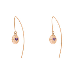 18ct Rose Gold Blue John Heart Disc Drop Earrings, E1372.