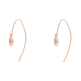 18ct Rose Gold Blue John Heart Disc Drop Earrings, E1372.