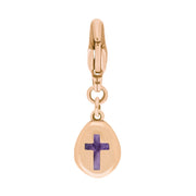 18ct Rose Gold Blue John Pear Shaped Cross Clip Charm, G664.