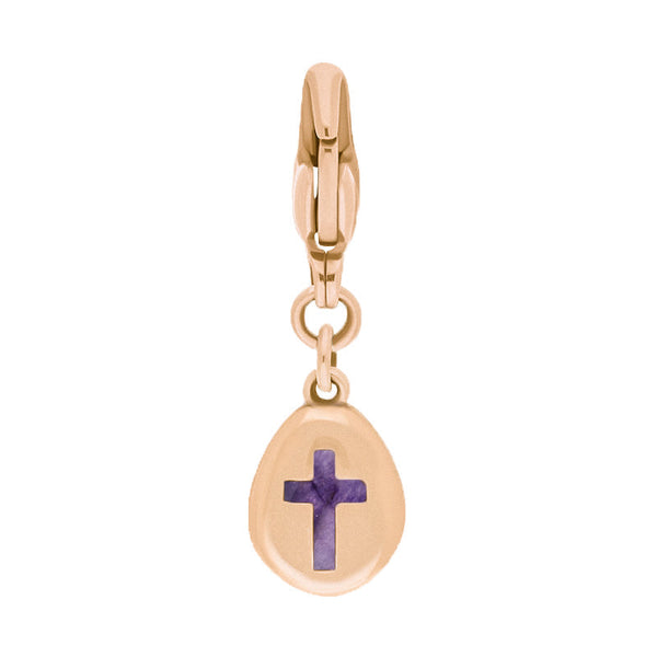 18ct Rose Gold Blue John Pear Shaped Cross Clip Charm, G664.