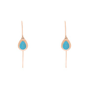18ct Rose Gold Turquoise Fleur De Lis Disc Drop Earrings