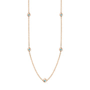 18ct Rose Gold Turquoise Fleur De Lis Link Disc Chain Necklace