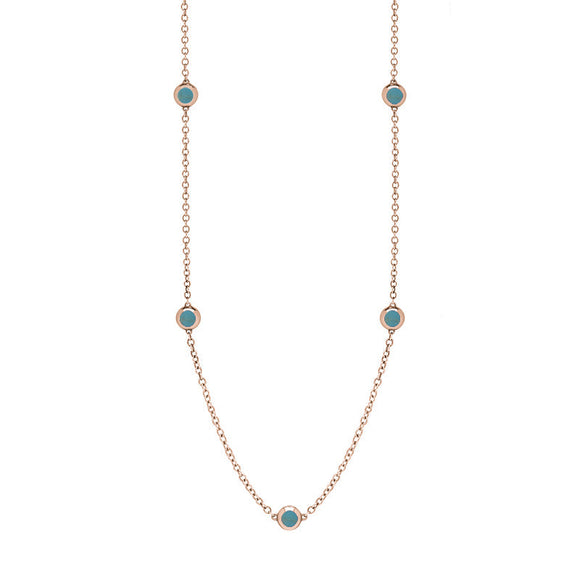 9ct Rose Gold Turquoise Star Link Disc Chain Necklace