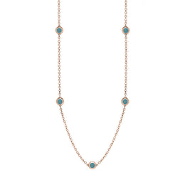 9ct Rose Gold Turquoise Star Link Disc Chain Necklace