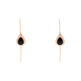 18ct Rose Gold Whitby Jet Cross Disc Drop Earrings