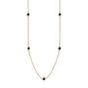 18ct Rose Gold Whitby Jet Fleur De Lis Link Disc Chain Necklace