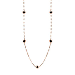 18ct Rose Gold Whitby Jet Heart Link Disc Chain Necklace, N746.