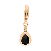 18ct Rose Gold Whitby Jet Pear Shaped Cross Clip Charm, G664.