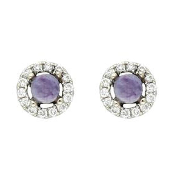 18ct White Gold 0.10ct Diamond Blue John Round Stud Earrings, E1997.