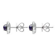 18ct White Gold Blue John 0.33ct Diamond Heart Earrings, E2253.