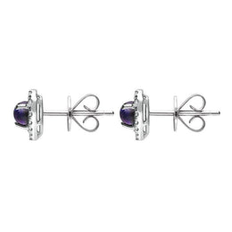 18ct White Gold Blue John 0.33ct Diamond Heart Earrings, E2253.
