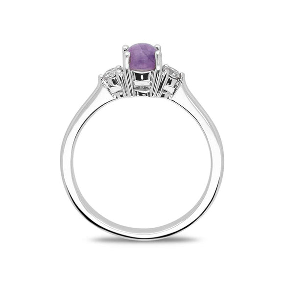 18ct White Gold Blue John 0.16ct Diamond Round Claw Set Ring. R1008.