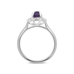 18ct White Gold Blue John 0.16ct Diamond Round Claw Set Ring. R1112.