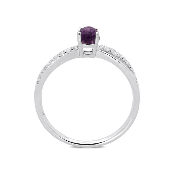 18ct White Gold Blue John 0.16ct Diamond Split Shoulder Ring_2