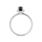 18ct White Gold Blue John 0.27ct Diamond Oval Cluster Ring, R1151.