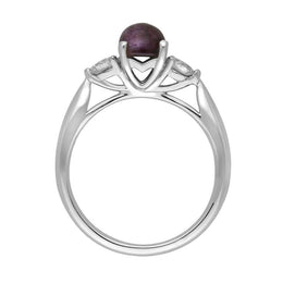 18ct White Gold Blue John 0.36ct Diamond Round Claw Set Ring R895