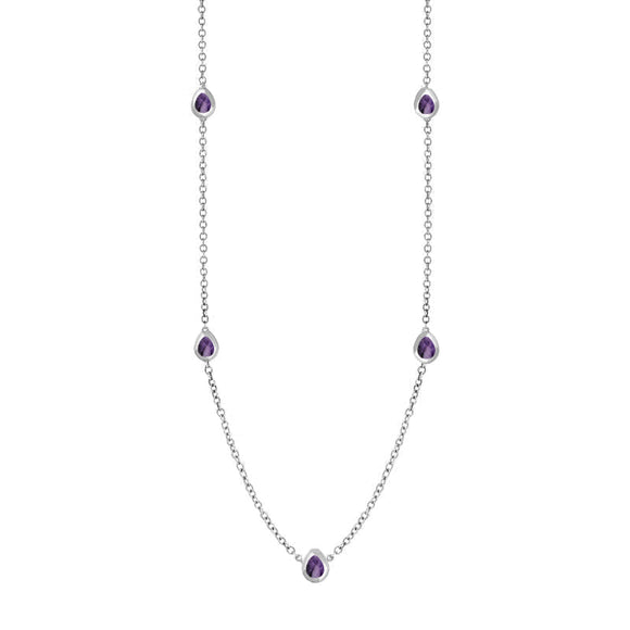 18ct White Gold Blue John Cross Link Disc Chain Necklace