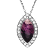 18ct White Gold Blue John Diamond Marquise Pave Edge Necklace P1796C