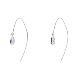 18ct White Gold Blue John Fleur De Lis Disc Drop Earrings