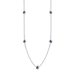 18ct White Gold Blue John Fleur De Lis Link Disc Chain Necklace, N747.