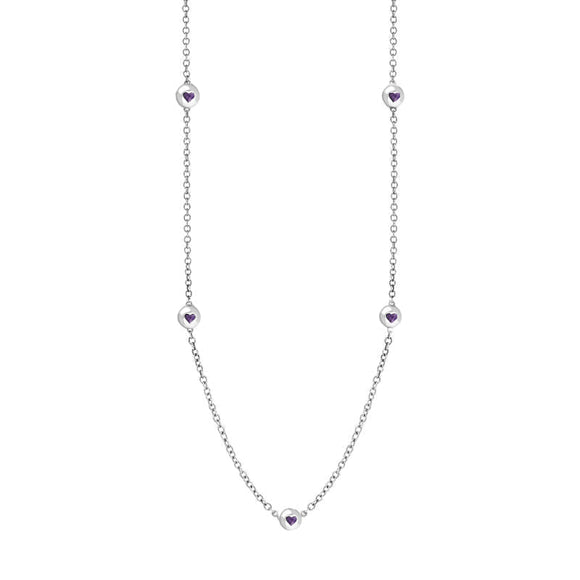 Sterling Silver Blue John Heart Link Disc Chain Necklace, N746.