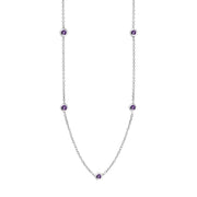 18ct White Gold Blue John Star Link Disc Chain Necklace, N744.