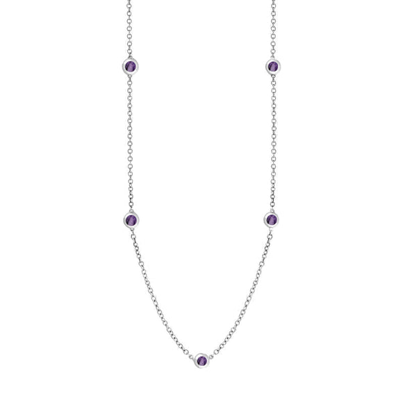 18ct White Gold Blue John Star Link Disc Chain Necklace, N744.