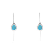 18ct White Gold Turquoise Cross Disc Drop Earrings