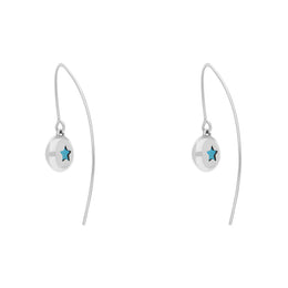 18ct White Gold Blue John Star Disc Drop Earrings