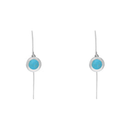 18ct White Gold Turquoise Star Disc Drop Earrings, E1371.