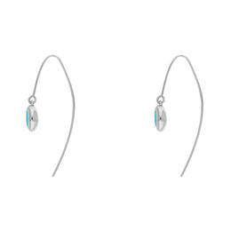 18ct White Gold Turquoise Star Disc Drop Earrings, E1371.