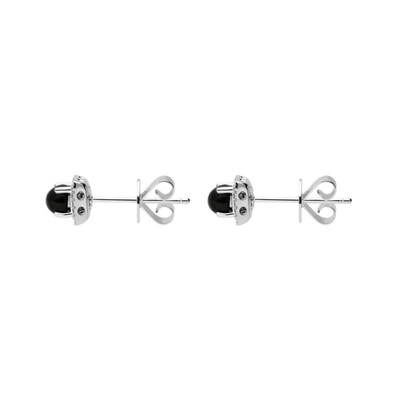 18ct White Gold Whitby Jet 0.13ct Diamond Square Stud Earrings, E2413.