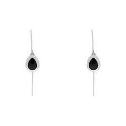 18ct White Gold Whitby Jet Cross Disc Drop Earrings