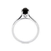 18ct White Gold Whitby Jet Diamond Cushion Shaped Ring, R1150.