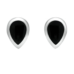 18ct White Gold Whitby Jet Dinky Teardrop Stud Earrings E768