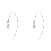 18ct White Gold Whitby Jet Fleur De Lis Disc Drop Earrings, E1373.